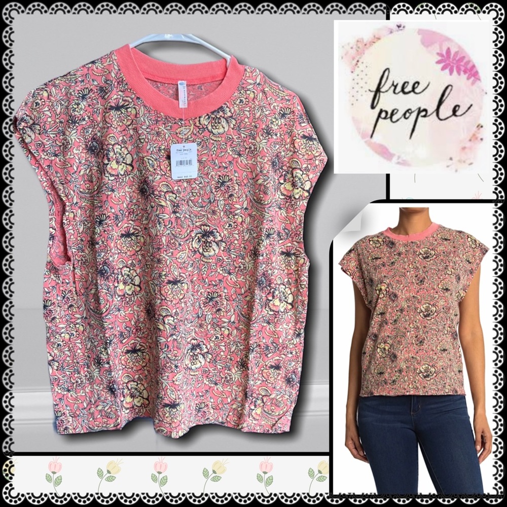 Free People Poppy Dreams Cut Off Tee